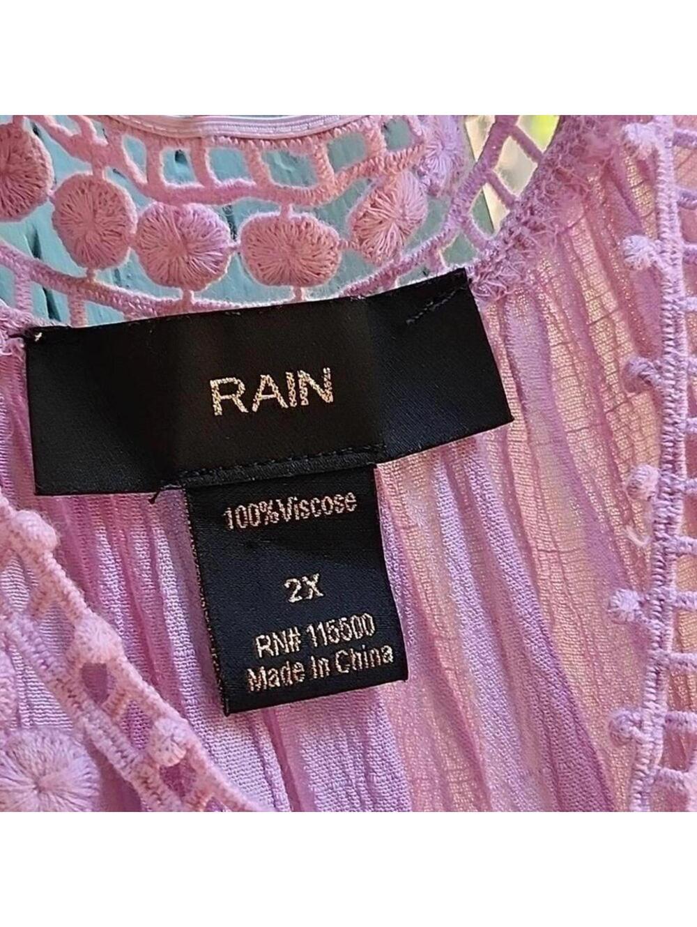 Rain Boho Lace Trim Tunic Blouse Mauve Pink Viscose 2X - Picture 5 of 6